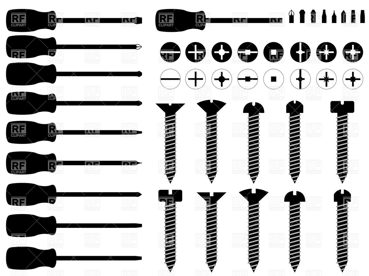 1200x900 Screwdrivers And Screws Silhouettes Vector Image Vector Artwork