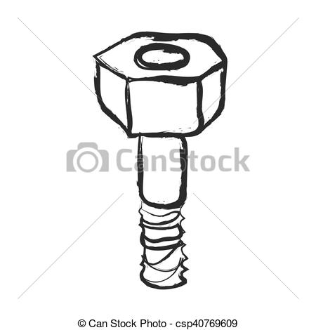 450x470 Doodle Screw, Vector Illustration.