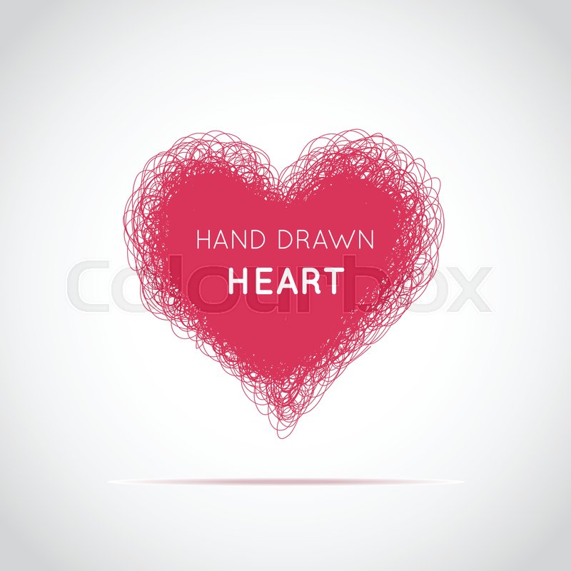 800x800 Hand Drawn Red Scribble Heart. Vector Illustration. Frame For