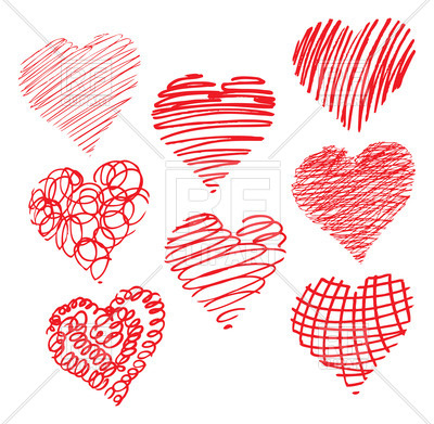 400x391 Hearts Drawn Of Scribbles Vector Image Vector Artwork Of Holiday