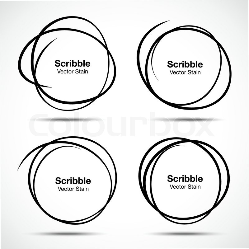 800x800 Set Of Hand Drawn Scribble Circles, Vector Design Elements Stock
