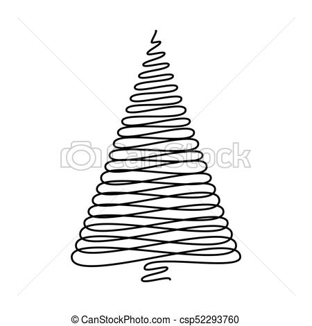 450x470 Christmas Tree Scribble Vector Isolated On White Background.