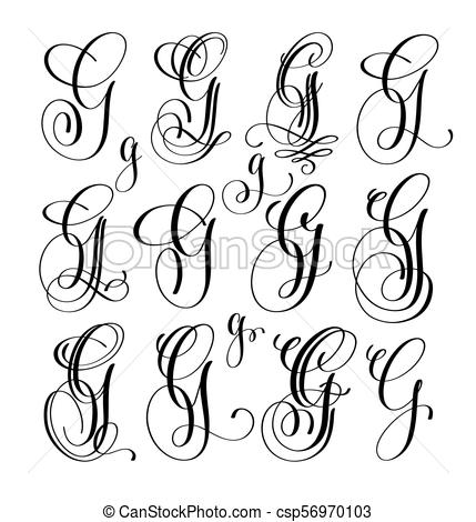 429x470 Calligraphy Lettering Script Font G Set, Hand Written Signature