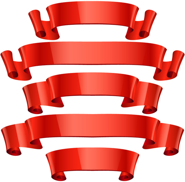 600x589 Red Soft Scroll Ribbons Sets Free Vector In Adobe Illustrator Ai