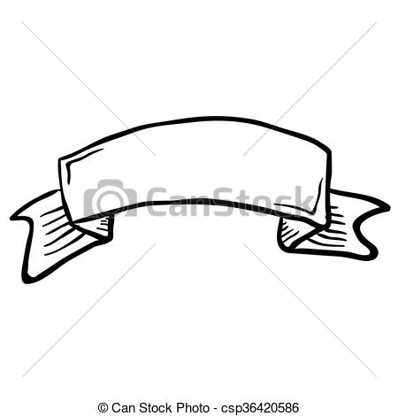 450x470 Simple Black And White Cartoon Tattoo Scroll Banner.