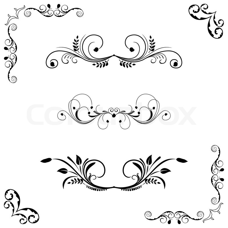 800x800 Set Of Floral Frame And Border. Vector Stock Vector Colourbox