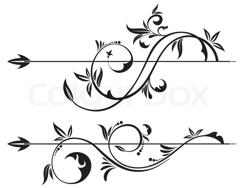 800x618 Floral Scroll Element For Design, Vector Illustration Stock
