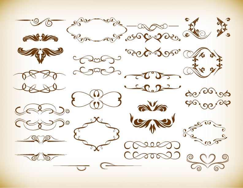 793x612 Ornate Frames And Scroll Elements Vector Set Free Vector