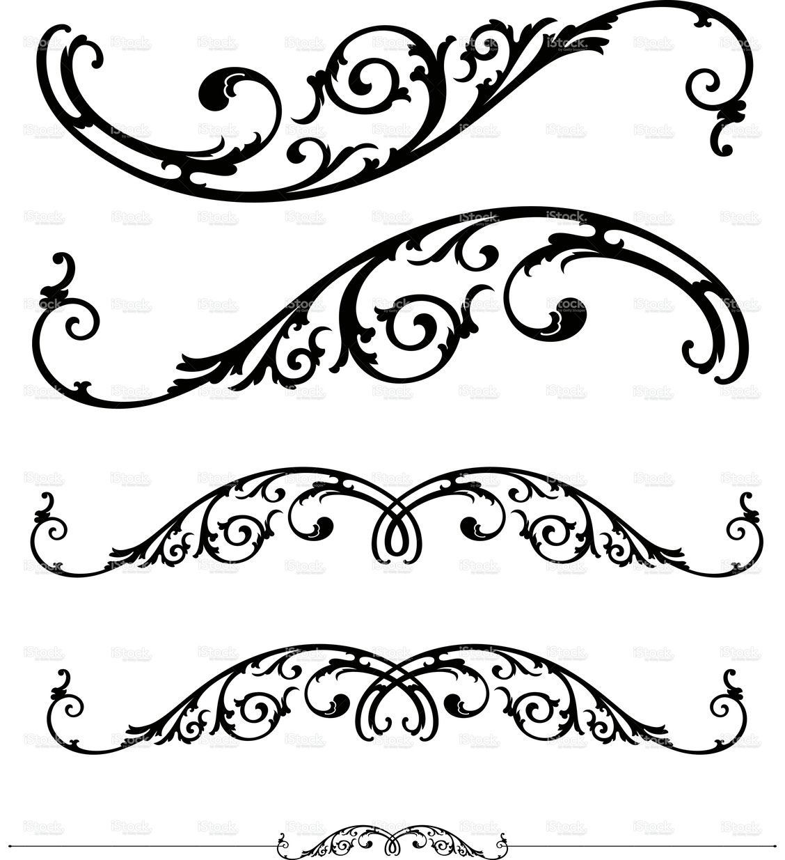 1128x1235 Set Of Ornate Scrolls And Ruledesign Ornament, Filigran