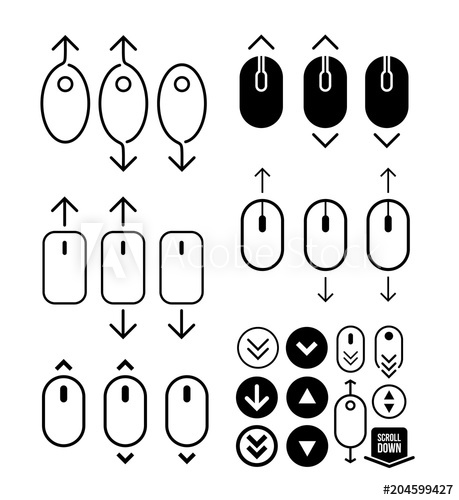 459x500 Set Of Scroll Down Up Computer Mouse Icon. Flat Design. Vector