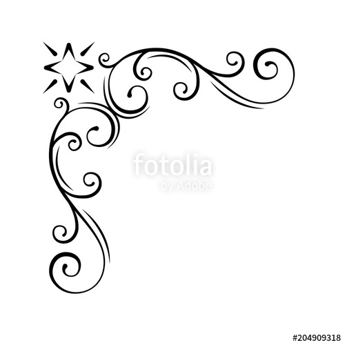 500x500 Decorative Swirl Floral Corner. Calligraphic Design Element,