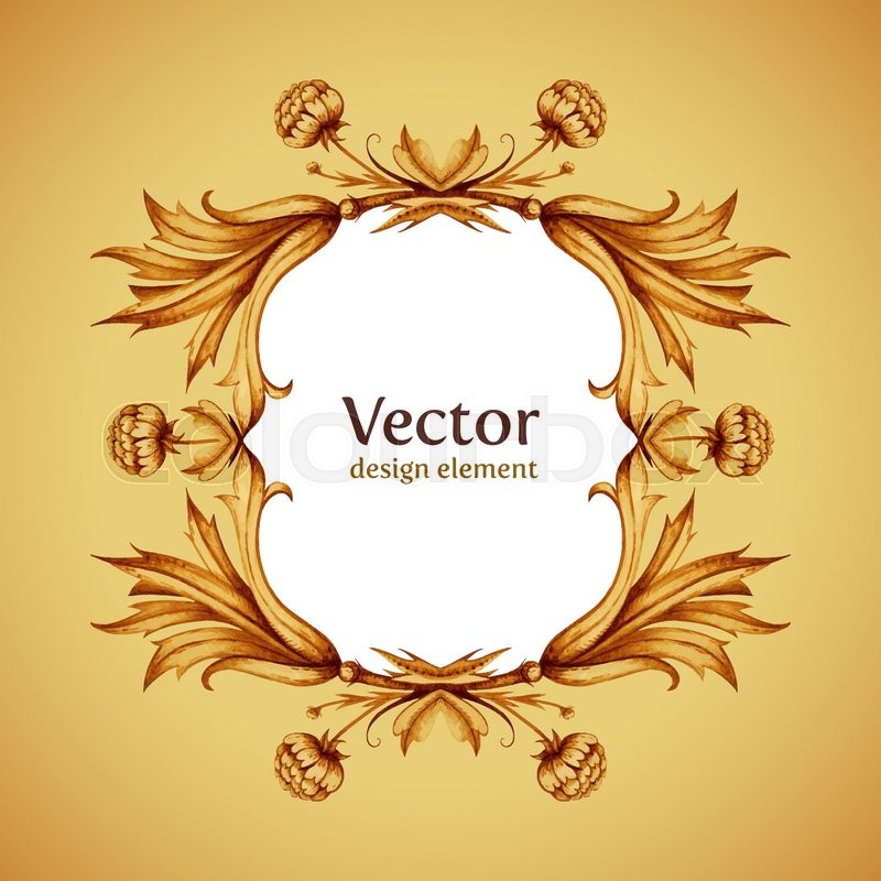 800x800 Vintage Vector Frame In Victorian Style. Hand Drawn Watercolor