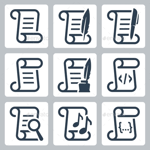 590x590 Paper Scroll Vector Icon Set By Greyj Graphicriver