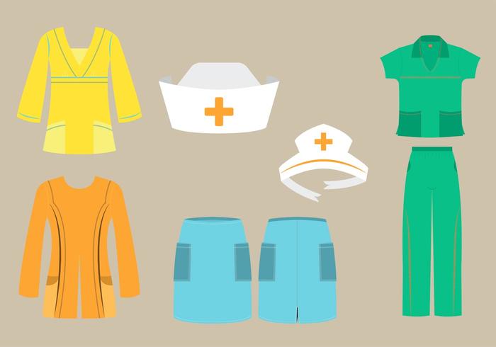 700x490 Vector Set Of Nurse Scrubs And Caps In Different Fashion Styles