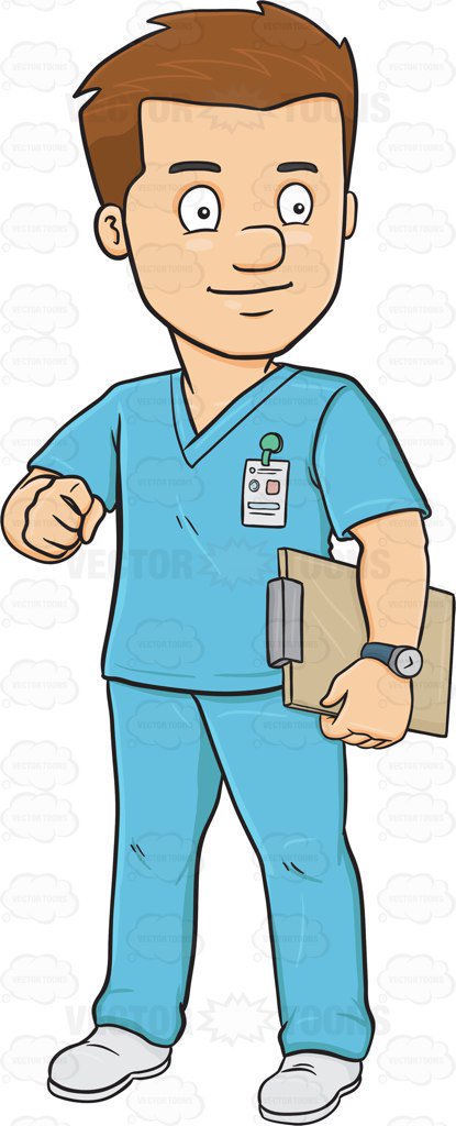 415x1024 A Male Nurse In Scrubs Holding A Clipboard Clipart By Vector Toons