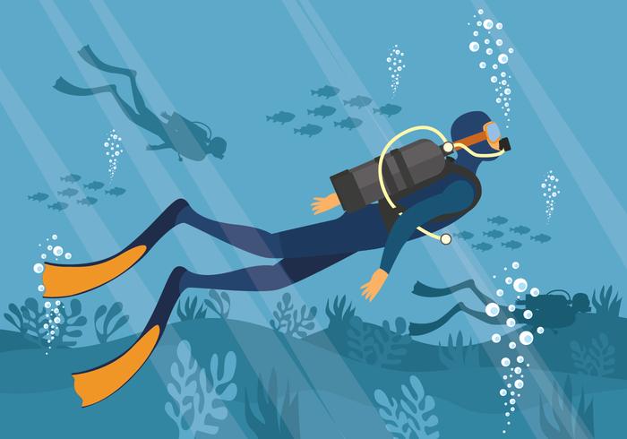 700x490 Scuba Diving Vector Illustration