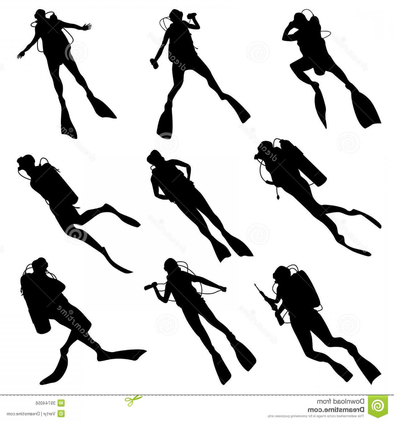 1560x1668 Royalty Free Stock Image Set Silhouettes Divers Vector Scuba