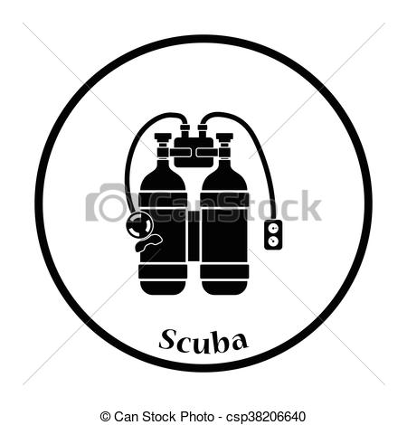450x470 Icon Of Scuba. Thin Circle Design. Vector Illustration.