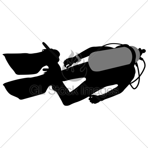 500x500 Black Silhouette Scuba Divers. Vector Illustration. Gl Stock Images
