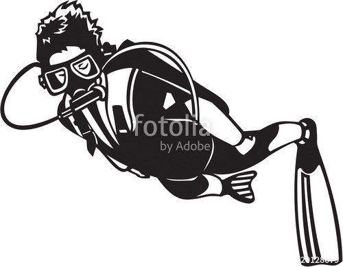 500x389 Scuba Diver Vinyl Ready Vector Illustration Stock Image And