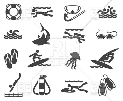 400x327 Set Of Swimming And Scuba Diving Icons Vector Image Vector