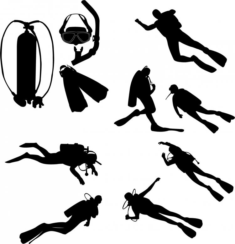 750x777 Diver Silhouette Vector Free Vector 4vector