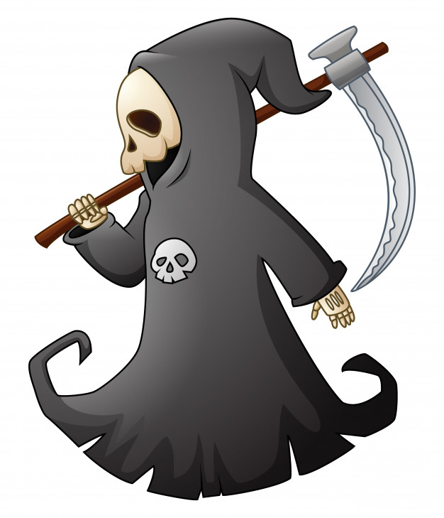 626x729 Vector Illustration Of Cartoon Grim Reaper With Scythe Vector