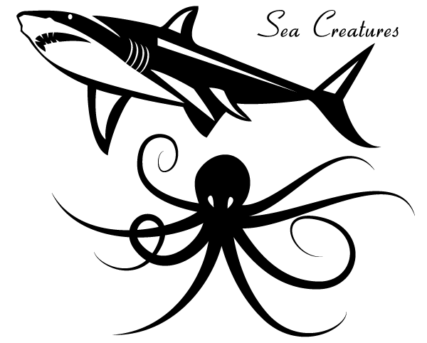 600x482 Sea Creatures Vector Shark Amp Octopus 123freevectors