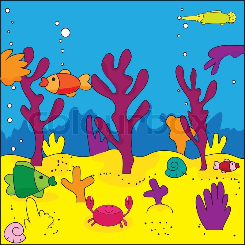 800x800 Cute Illustration Of Sea Life, Marine Life, Vector Stock Vector