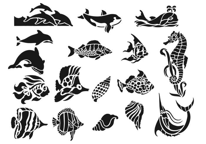 700x490 Sea Life Animal Vector Pack