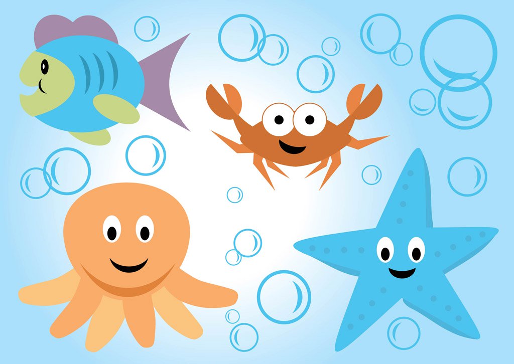 1024x726 Sea Life Vector Cartoons Vector Art Amp Graphics