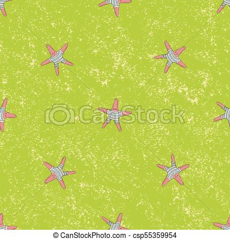 450x470 Seamless Sea Stars Vector Pattern. Background Illustration. You