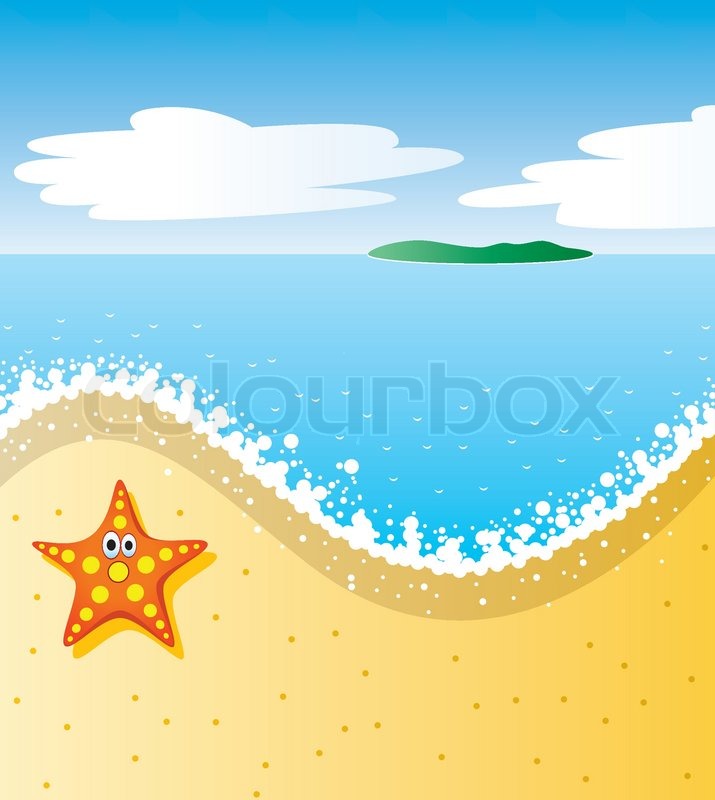 715x800 Vector Tropical Beach With Sea Star Stock Vector Colourbox