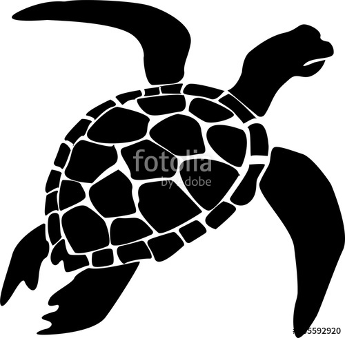 500x491 Sea Turtle Swimming Silhouette Vector Stock Image And Royalty
