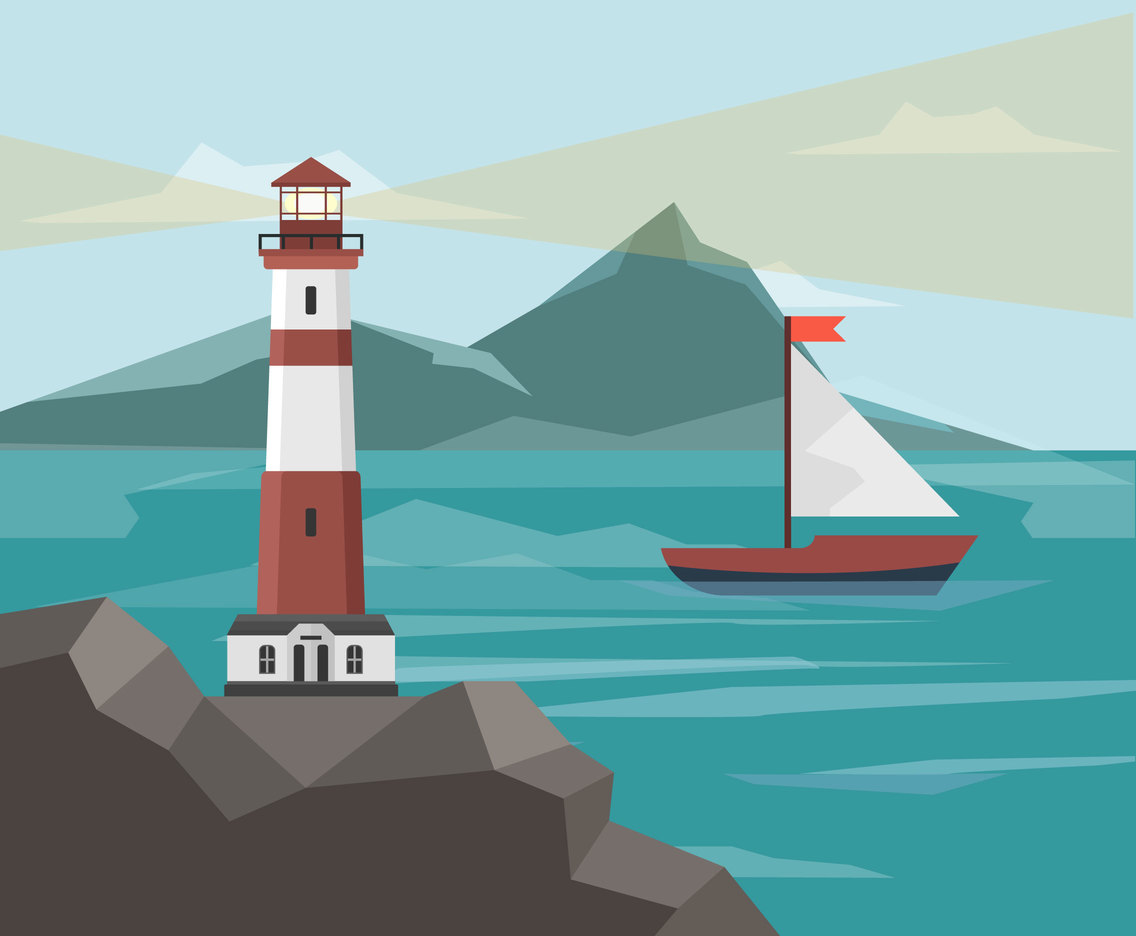 1136x936 Lighthouse By The Sea Vector Vector Art Amp Graphics