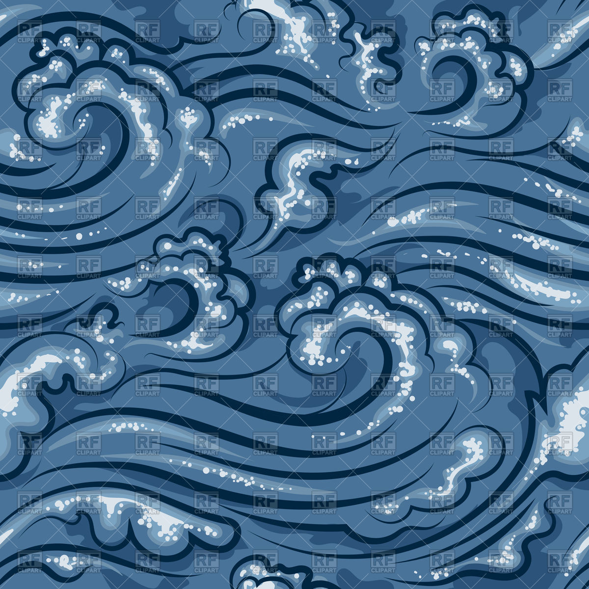 1200x1200 Yeamless Pattern With Ocean Waves Or Sea Waves Vector Image
