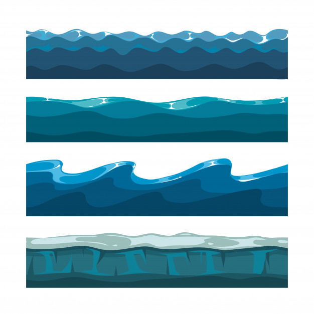 626x626 Cartoon Ocean Or Sea Waves Vector Patterns Vector Premium Download