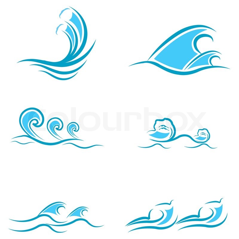 800x800 Illustration Of Sea Waves On White Background Stock Vector