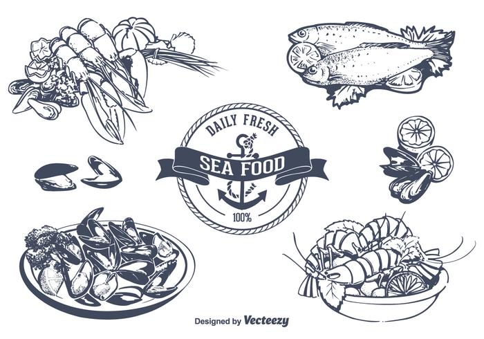 700x490 Seafood Vector Set