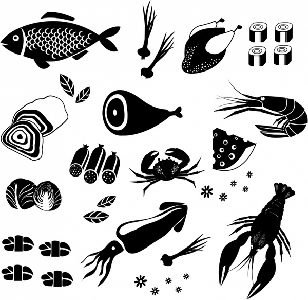 600x583 Seafood Icons Free Vector In Adobe Illustrator Ai ( .ai