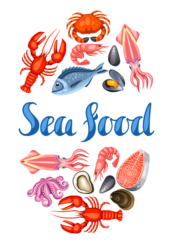 600x848 Different Seafood Illustration Vector 01 Free Download