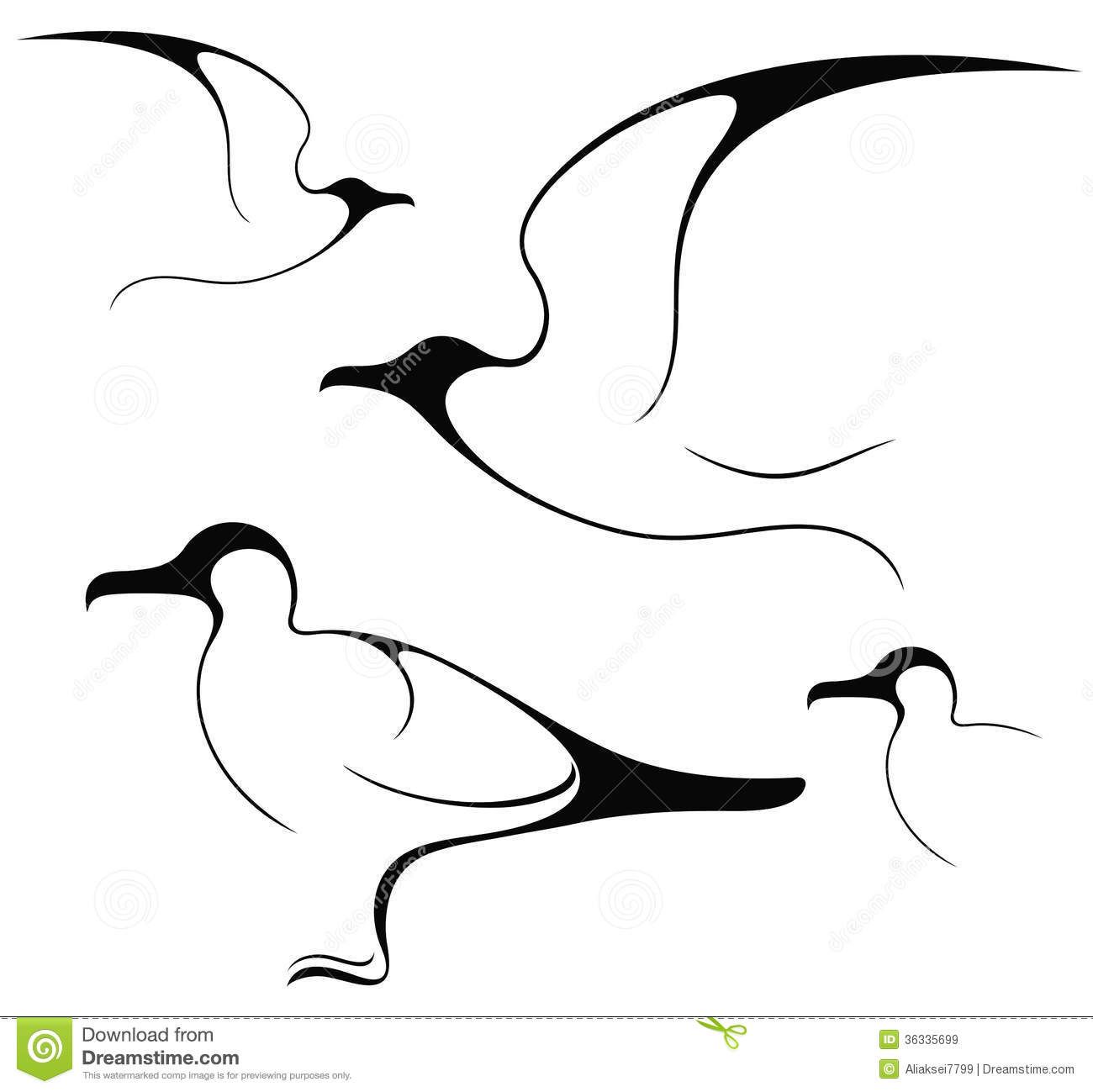 1300x1299 Seagull Isolated Objects White Background Vector Illustration Eps