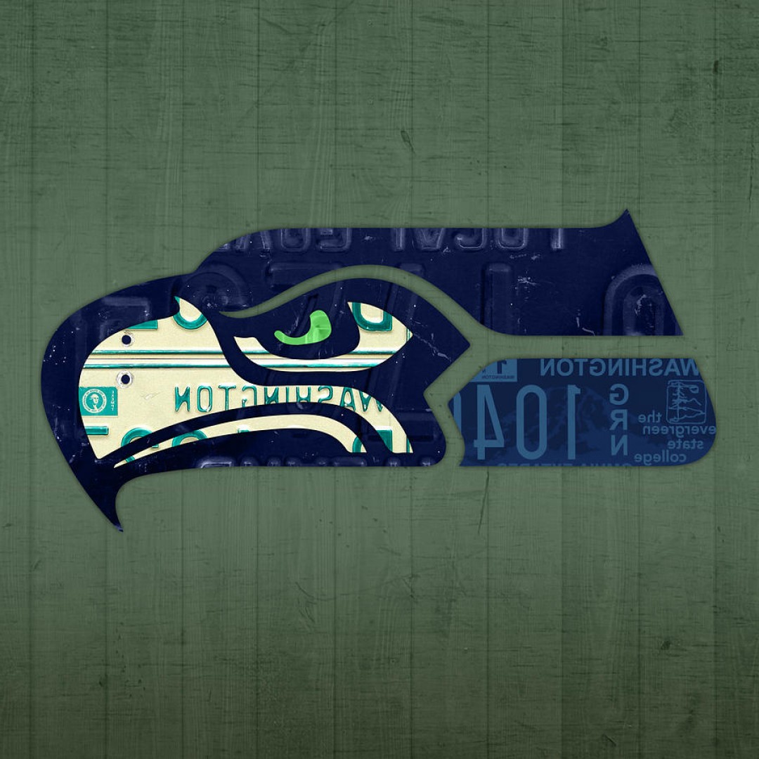 1080x1080 Seattle Seahawks Football Team Retro Logo Washington State License
