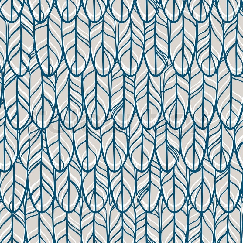 800x800 Vintage Seamless Pattern With Hand Drawn Feathers Vector