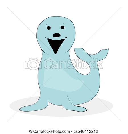 450x470 Happy Seal Animal. Character Nature Wild Cartoon Seal. Vector