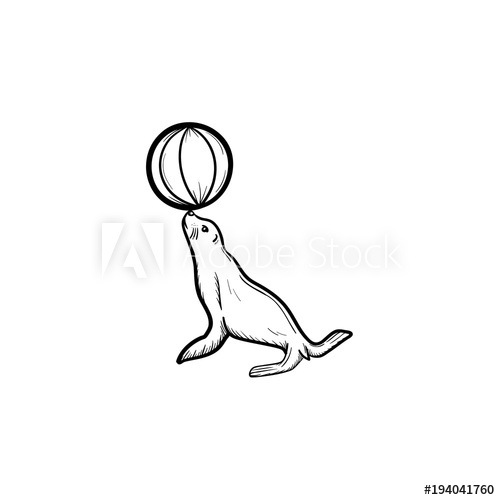 500x500 Seal Hand Drawn Outline Doodle Icon. Circus Animal Vector Sketch