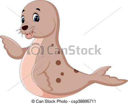 450x364 Illustration Of Cute Seal Cartoon.