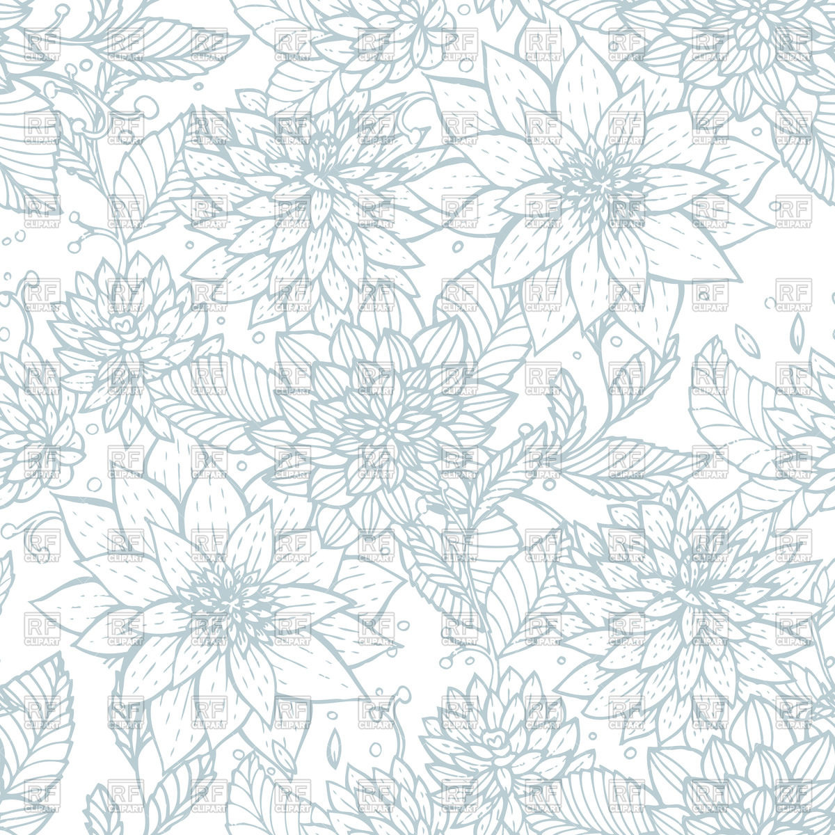 1200x1200 Seamless Floral Pattern With Flower Outlines Vector Image Vector