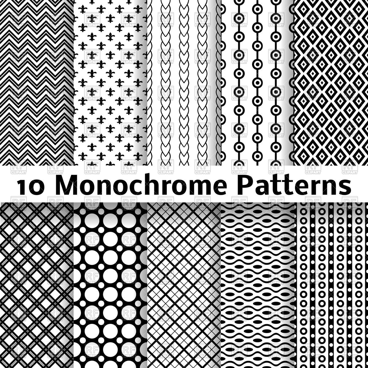 1200x1200 Seamless Geometric Monochrome Patterns Vector Image Vector