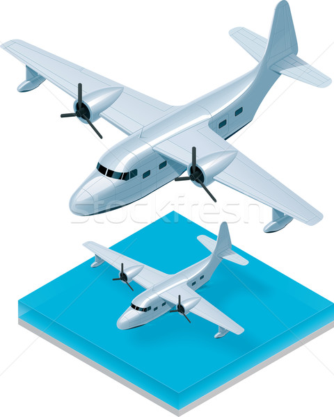 480x600 Vector Isometric Seaplane Vector Illustration Taras Livyy